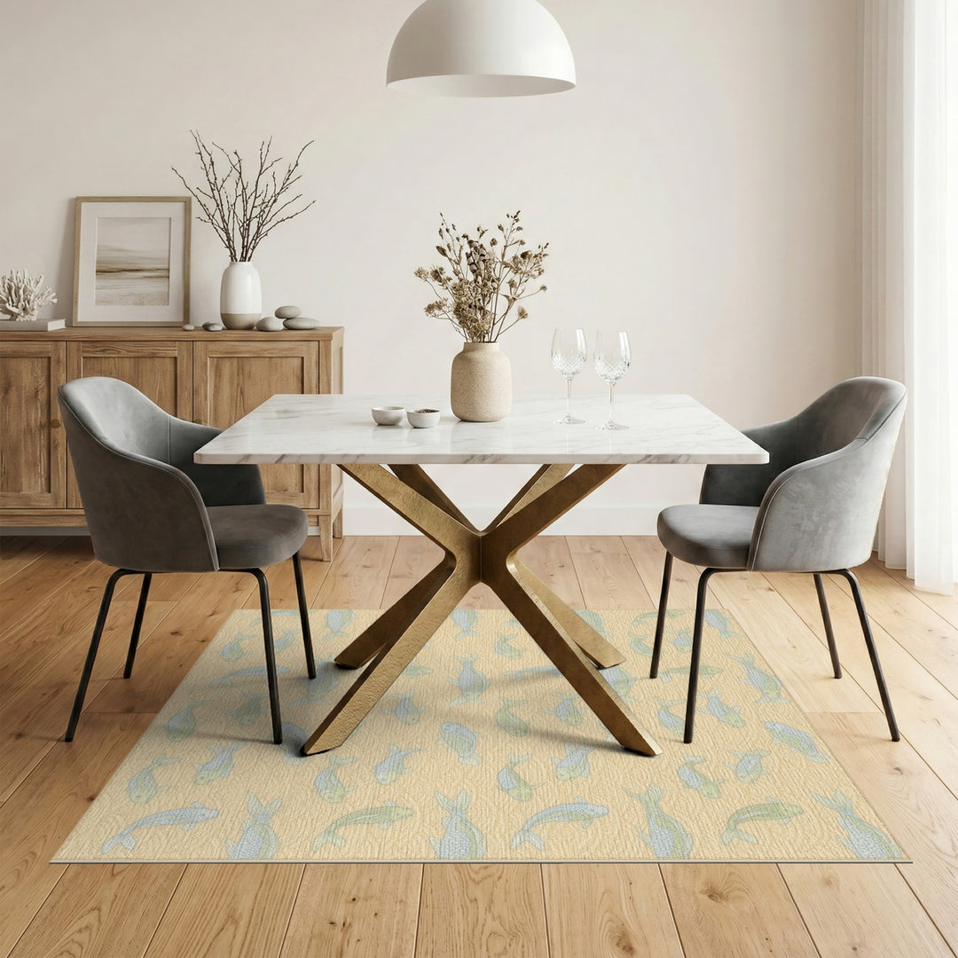 Beige Koi Fish Wave Area Rug