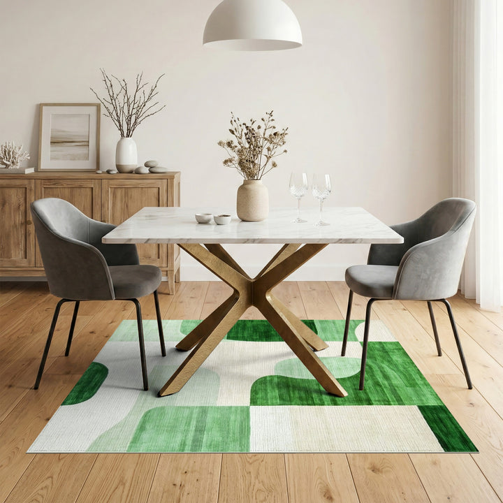 Green Verdant Green Abstract Area Rug