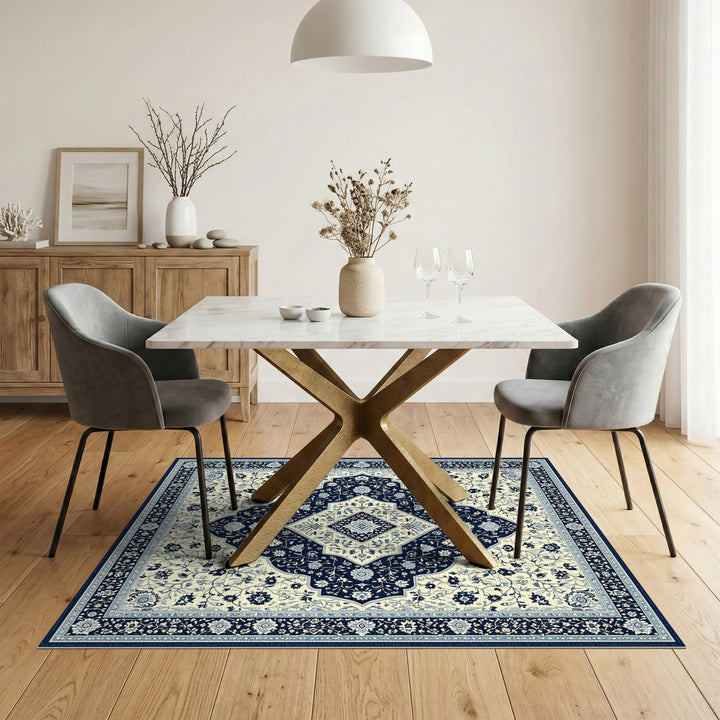 Navy Floral Navy Blue Persian Floral Medallion Area Rug