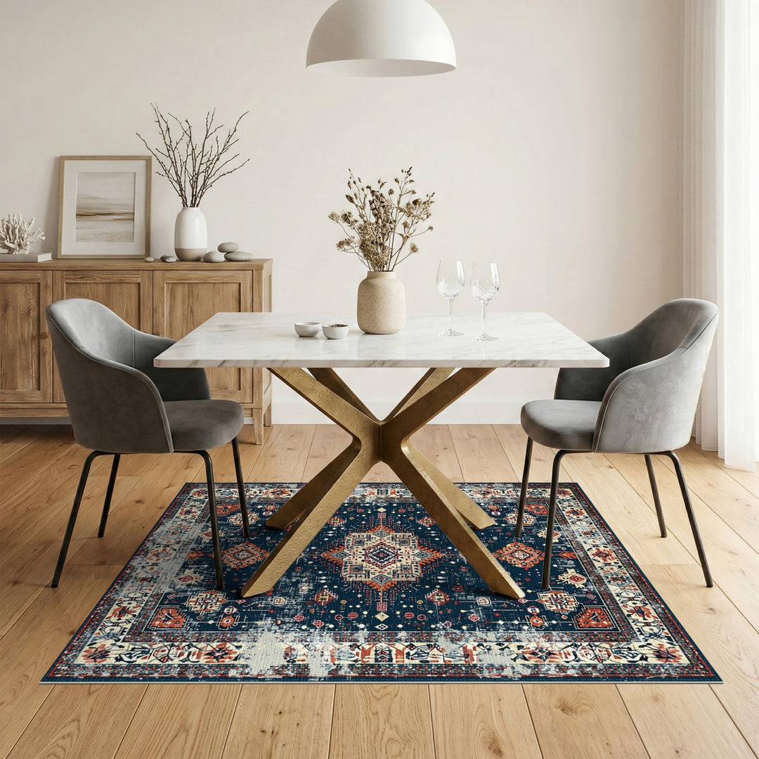 Navy Blue Tribal Area Rug