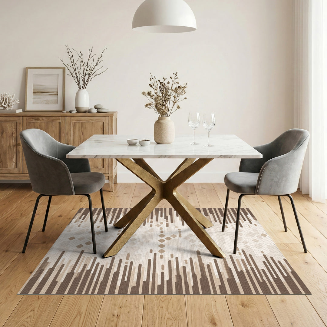Brown Abstract Striped Area Rug