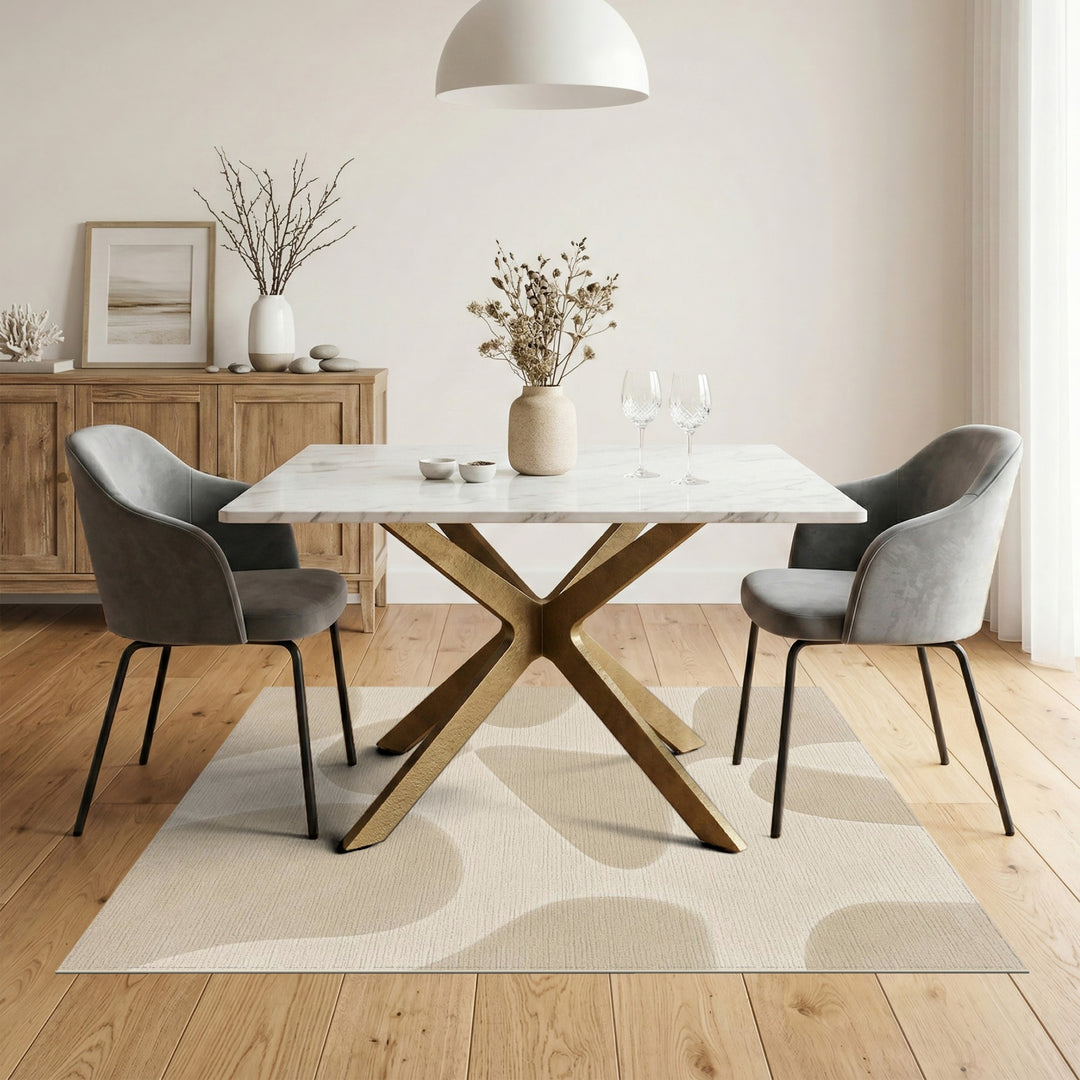Beige and Neutral Organic Beige Organic Abstract Area Rug