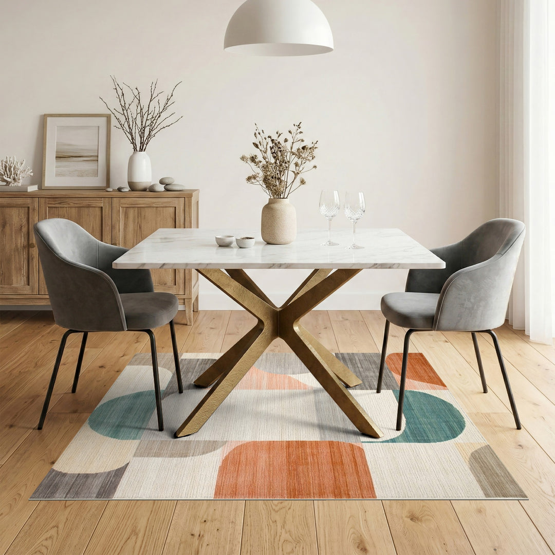 Abstract Blue and Teal Geometric Abstract Area Rug