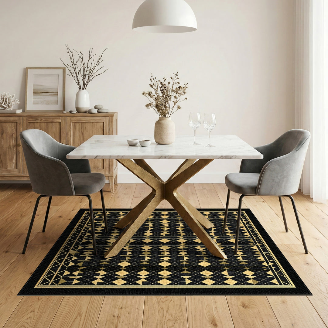 Gold and Silver Gold Geometric Area Rug