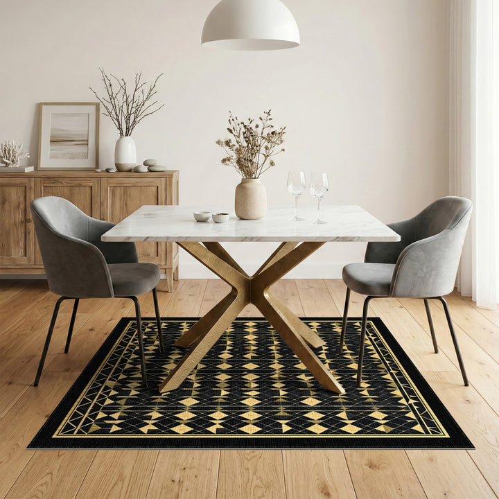 Gold and Silver Gold Geometric Area Rug