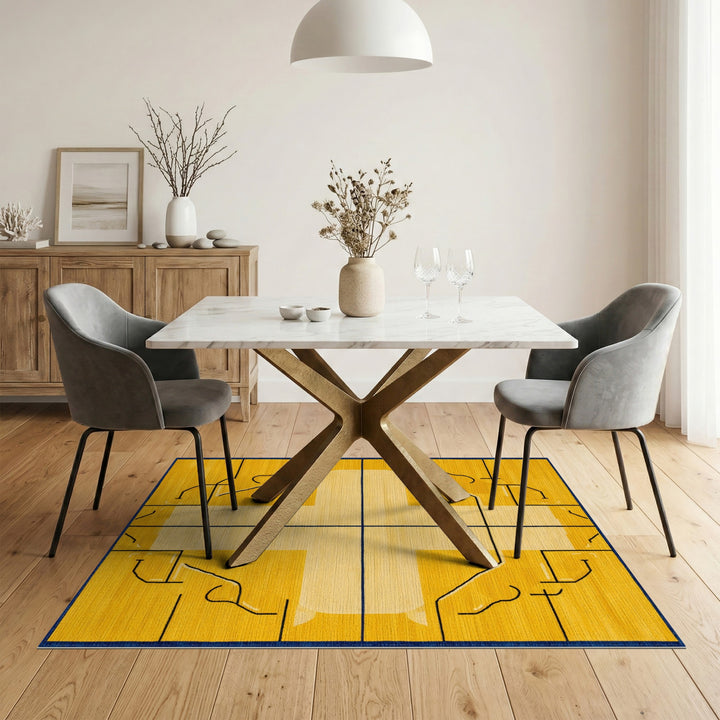 Yellow Geometric Cross Area Rug