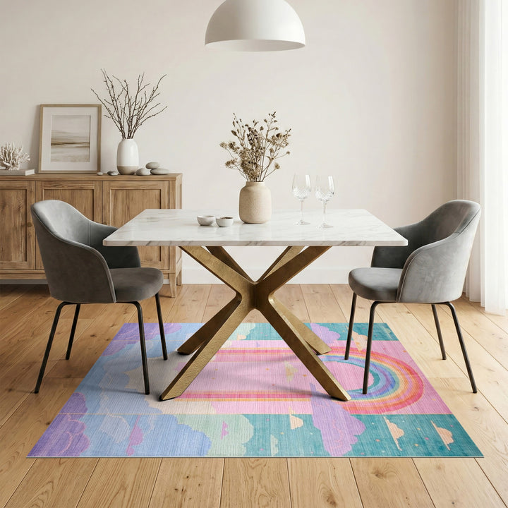 Rainbow Arch Cloud Kids Area Rug