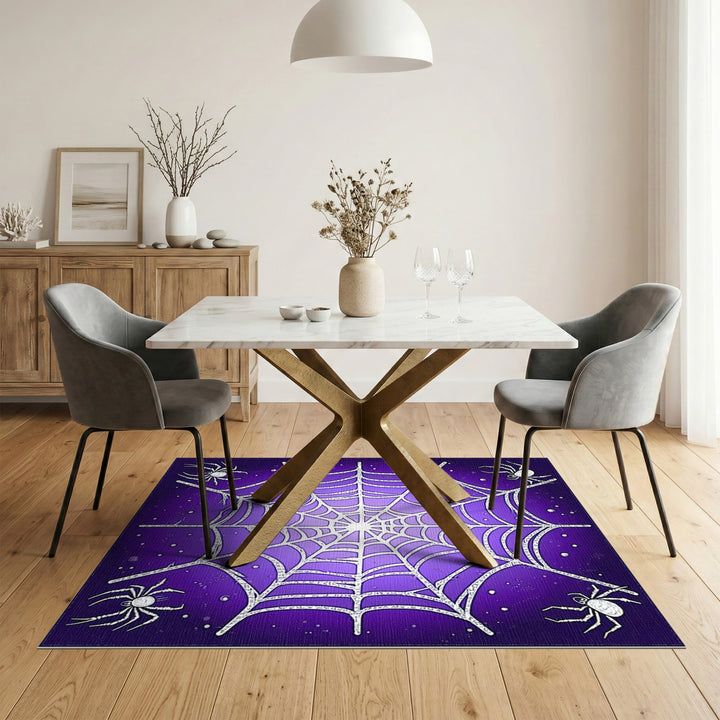 Geometric Modern Purple Spider Web Area Rug