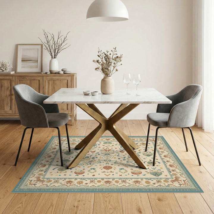 Beige Floral Vintage Area Rug