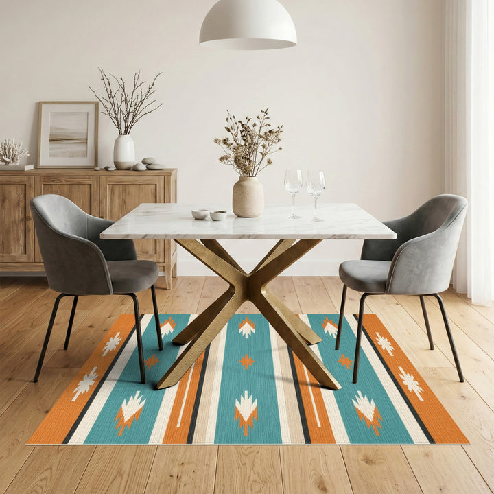 Southwestern Teal Arrowhead Area Rug