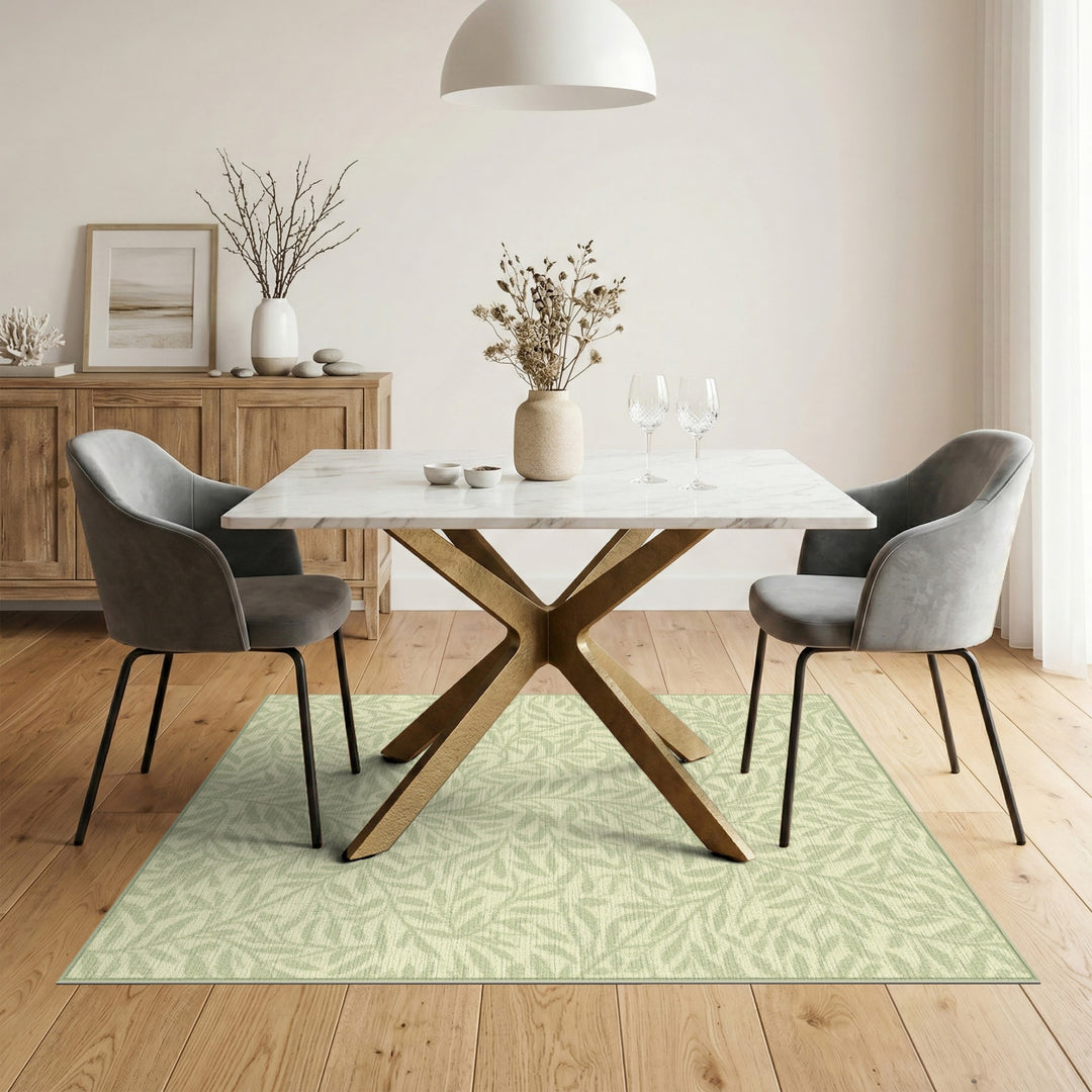 Green Sage Green Leaf Vine Area Rug
