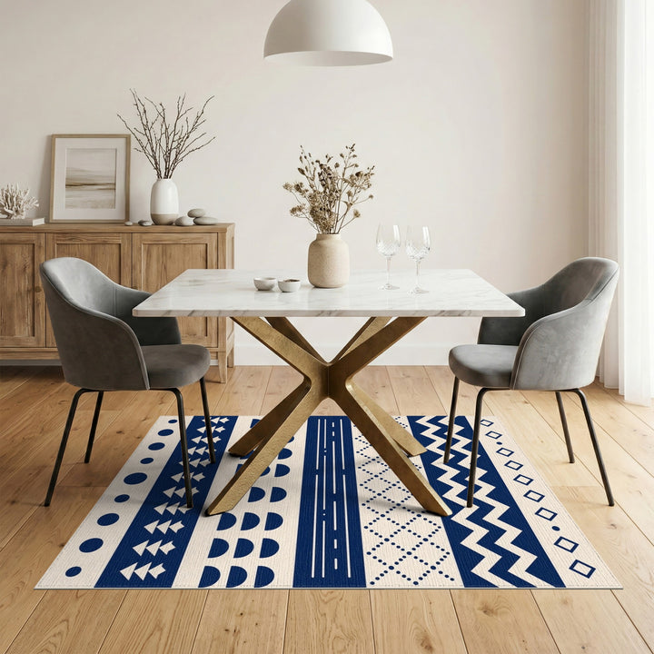 Navy Blue Geometric Area Rug