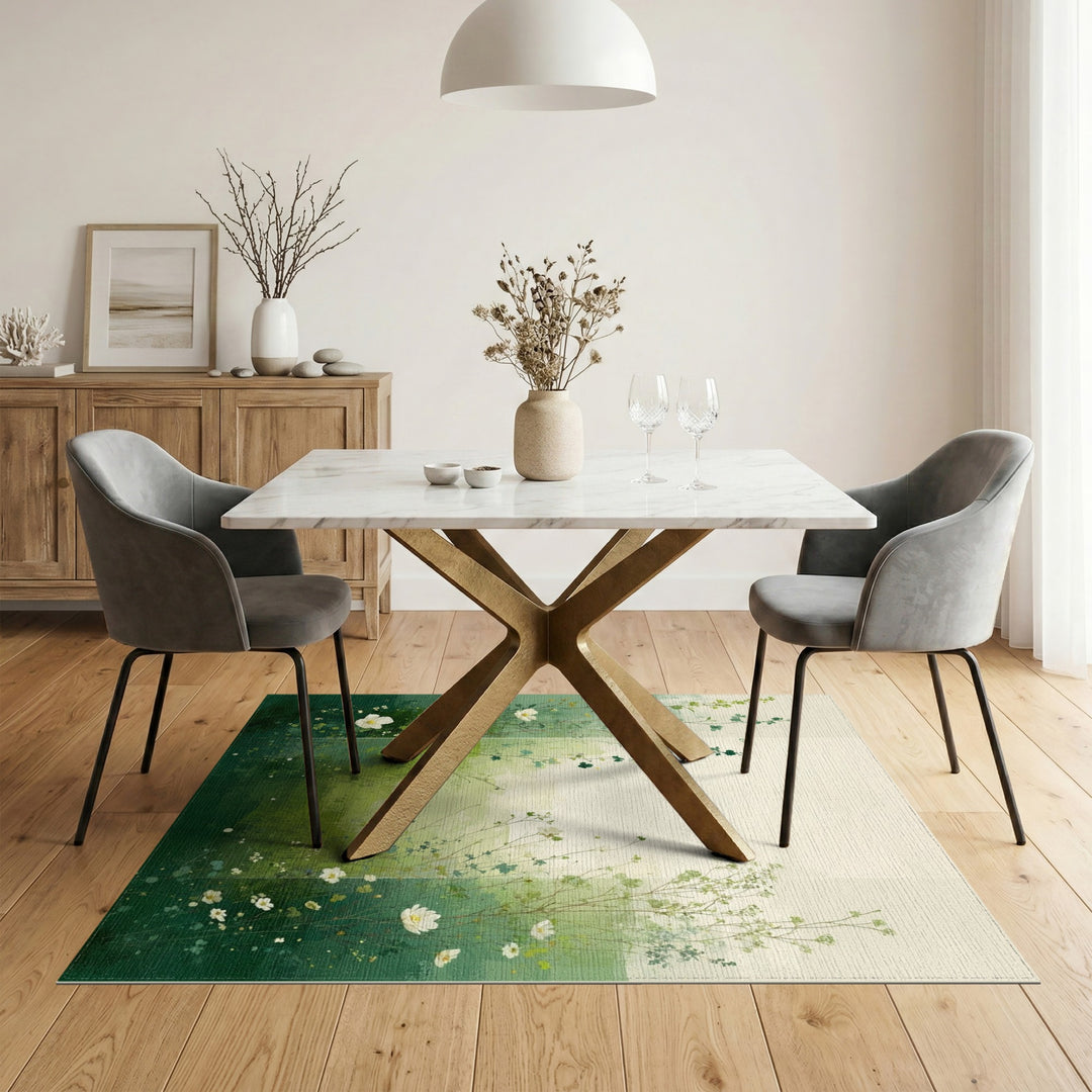 Green Meadow Floral Vintage Area Rug
