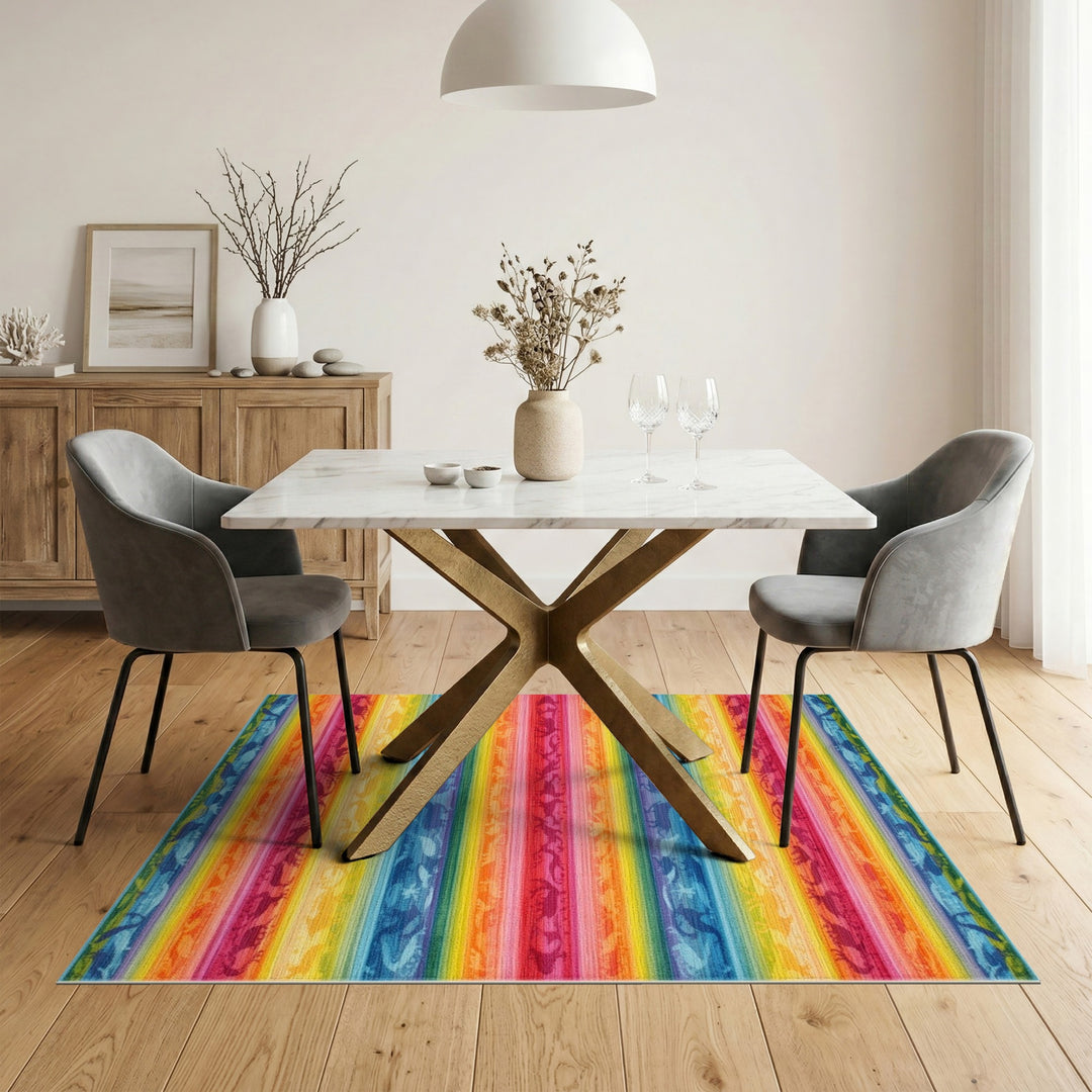 Kids Cartoon Rainbow Dinosaur Kids Area Rug