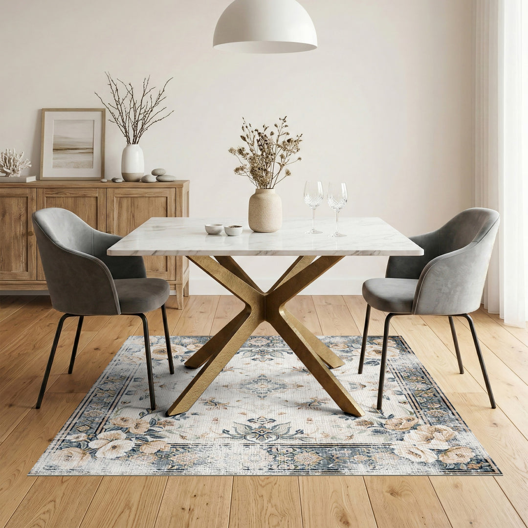 Vintage Floral Beige Area Rug