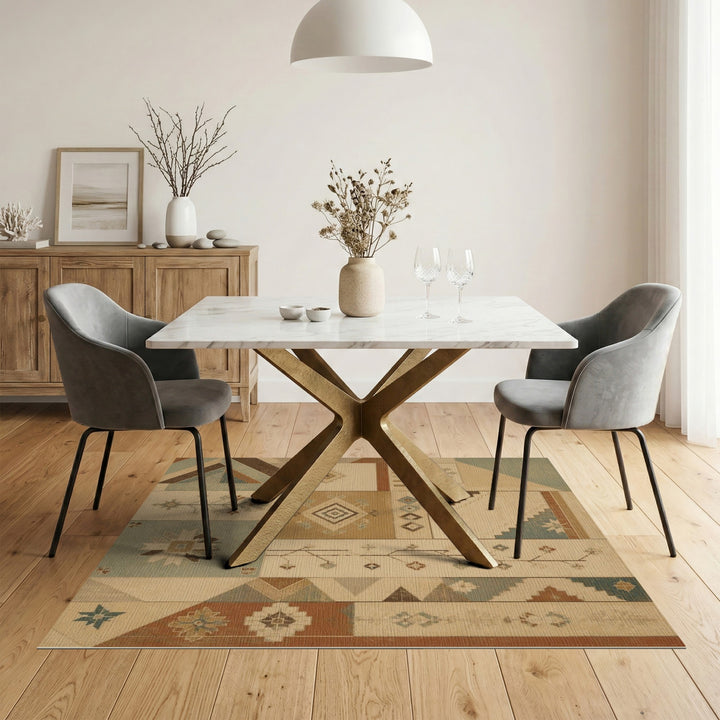 Heritage Tribal Patchwork Area Rug in Beige
