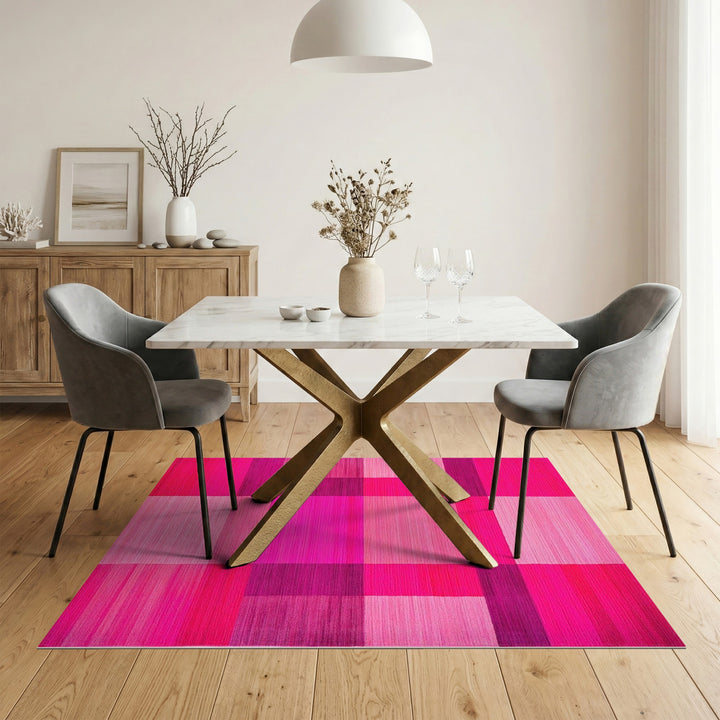 Geometric Modern Bold Pink Geometric Block Area Rug