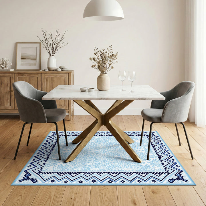 Geometric Modern Blue Geometric Chevron Area Rug