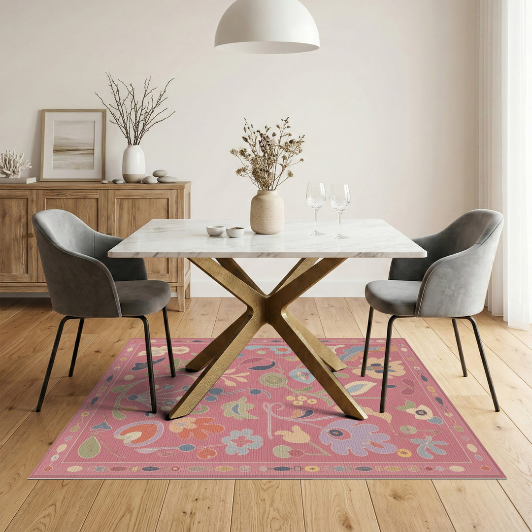 Pink Floral Vintage Area Rug