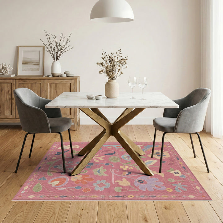 Pink Floral Vintage Area Rug