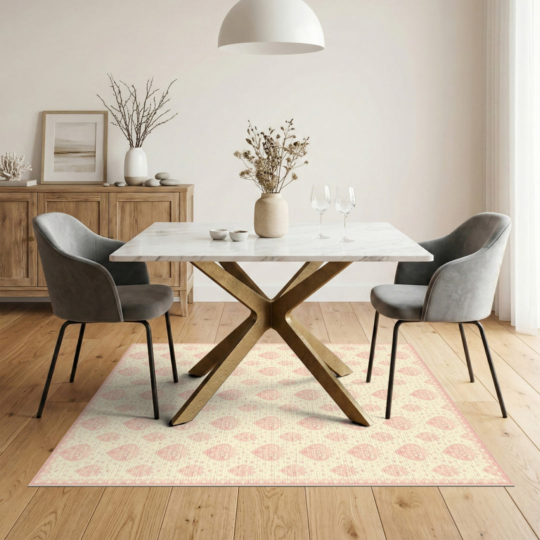 Pink Heart Strawberry Washable Area Rug