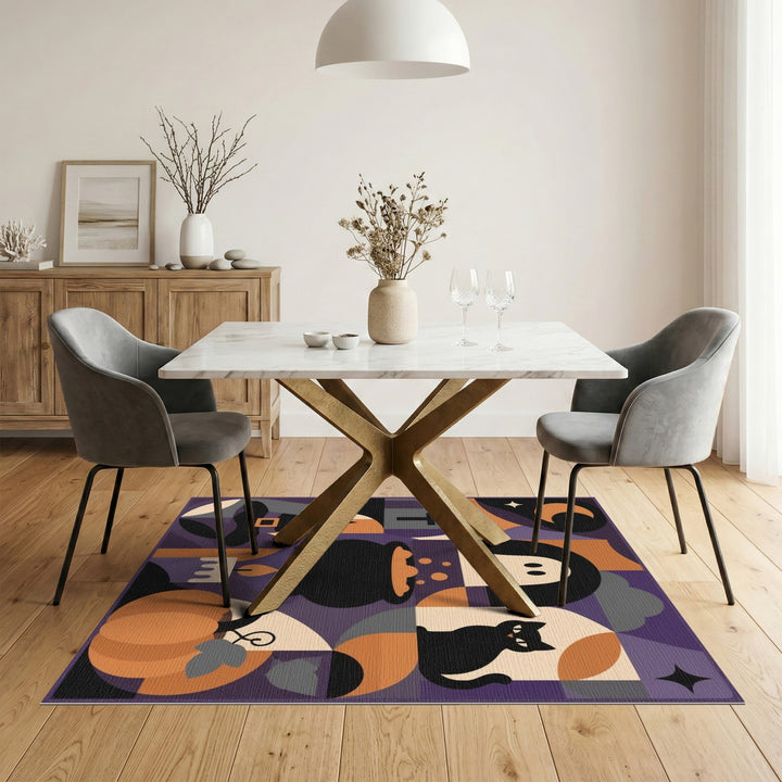 Halloween Ghost Cat Pumpkin Purple Rug