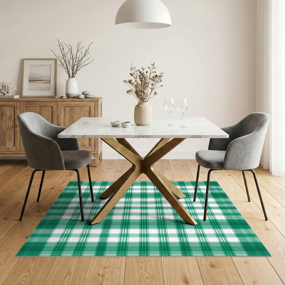 Green Plaid Green Plaid Checkered Area Rug