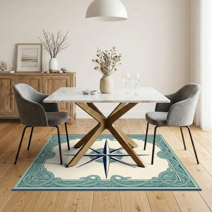 Coastal Nautical Compass Area Rug
