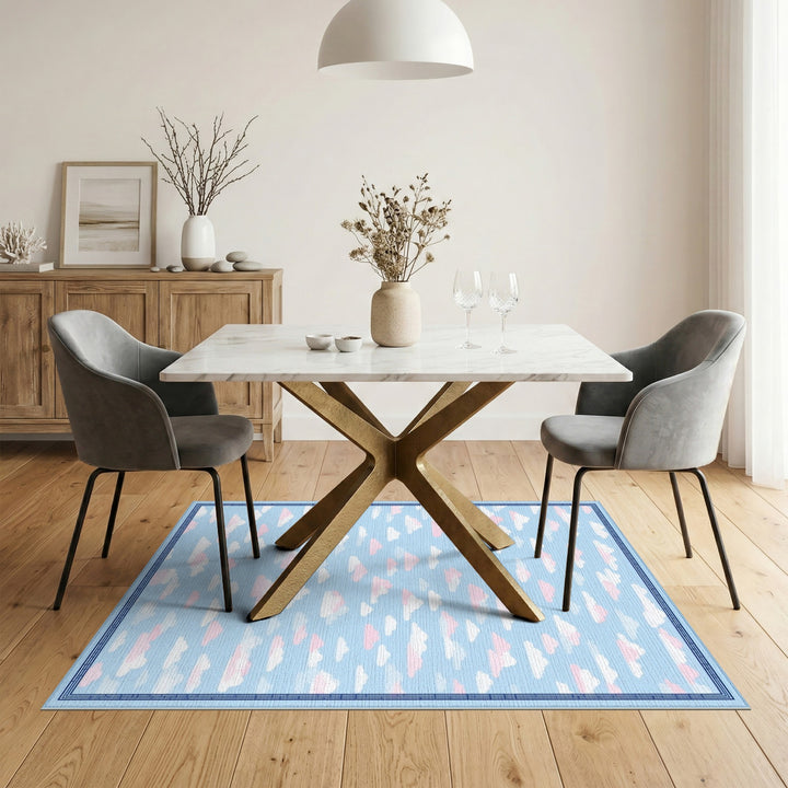 Blue Sky Pink Clouds Washable Kids Area Rug