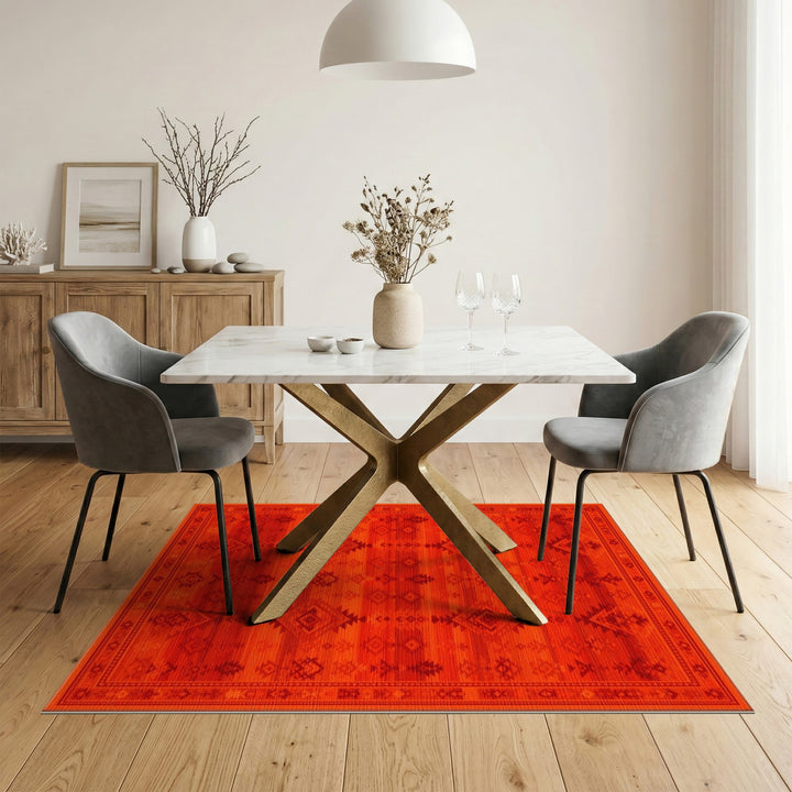 Southwestern Vibrant Red Southwestern Geometric Area Rug