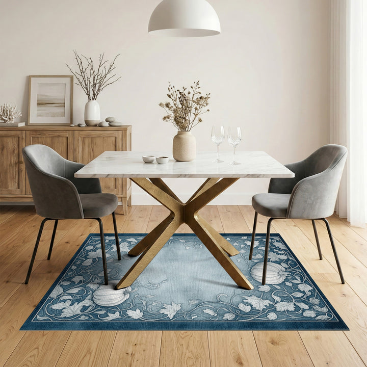 Blue Pumpkin Vine Vintage Area Rug