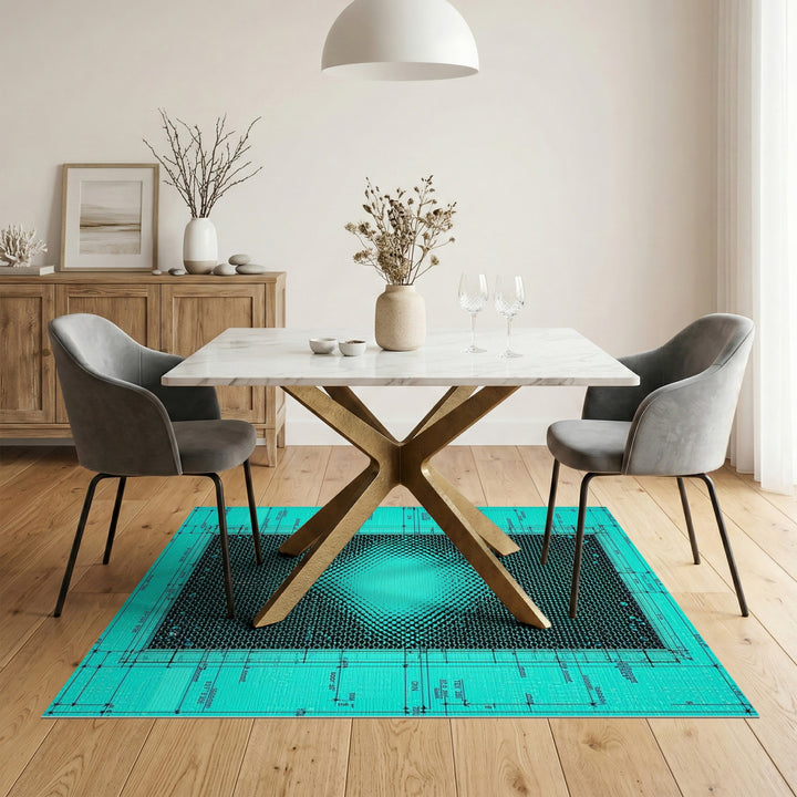 Diamond Teal Geometric Diamond Area Rug