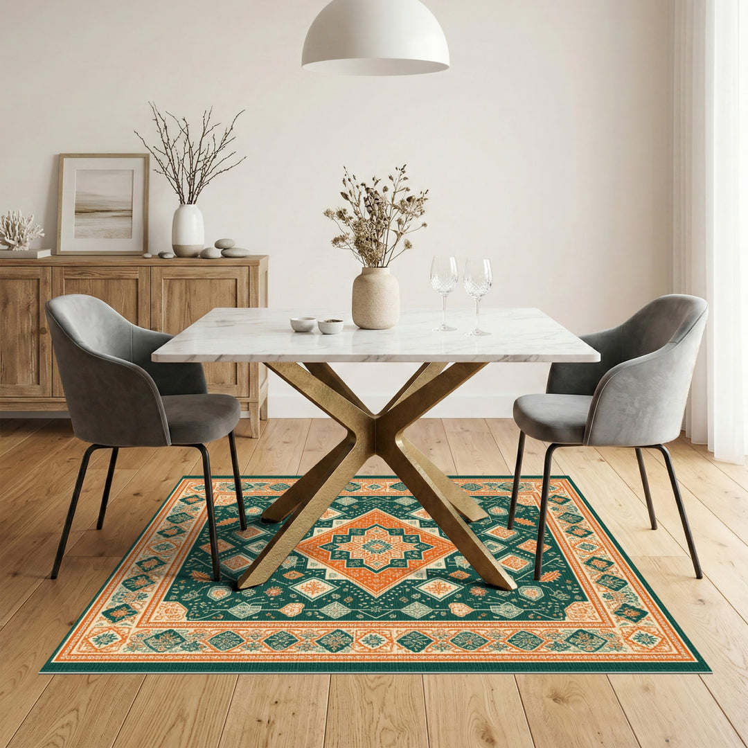 Green Geometric Heritage Area Rug