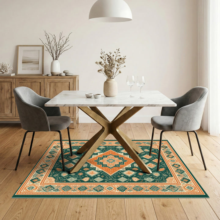 Green Geometric Heritage Area Rug