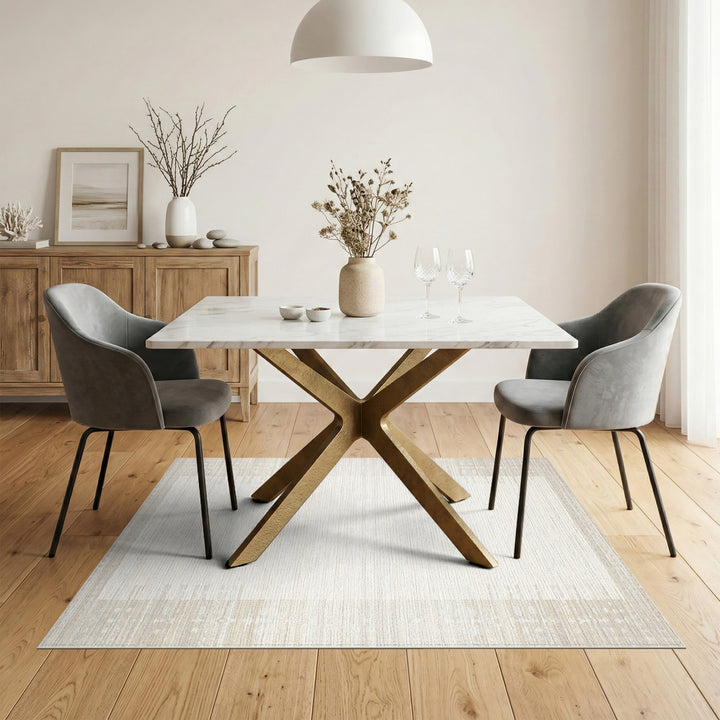 Beige and Neutral Beige Heritage Tribal Washable Area Rug