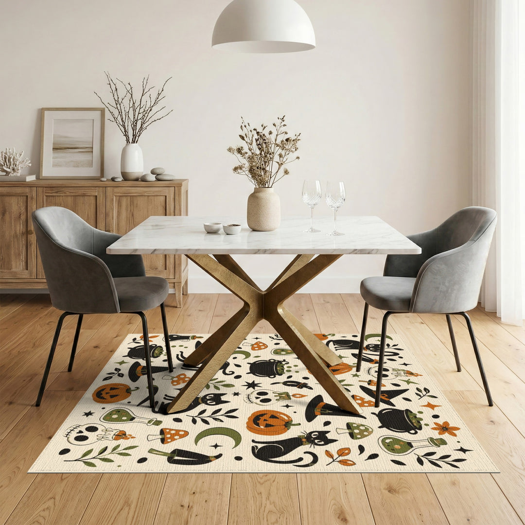 Halloween Cats Pumpkin Washable Area Rug