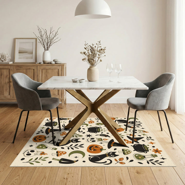 Halloween Cats Pumpkin Washable Area Rug