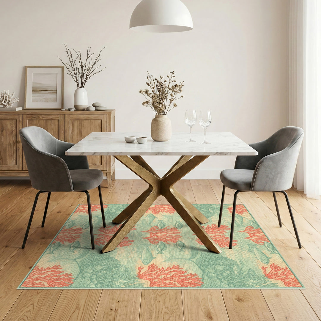 Red Coral Reef Fish Coastal Area Rug