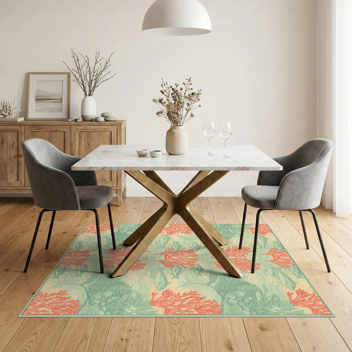 Red Coral Reef Fish Coastal Area Rug