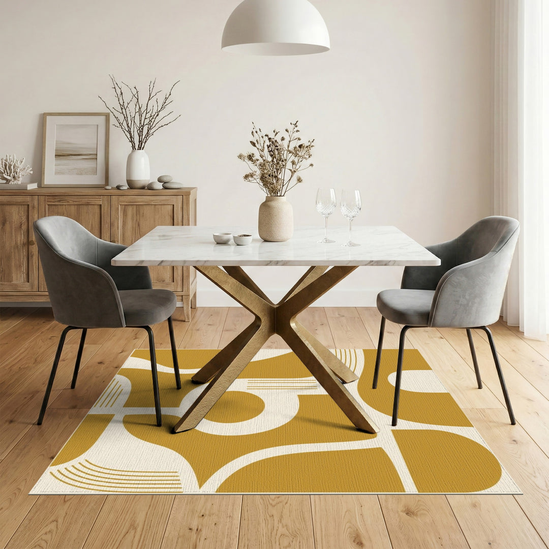 Yellow Abstract Area Rug