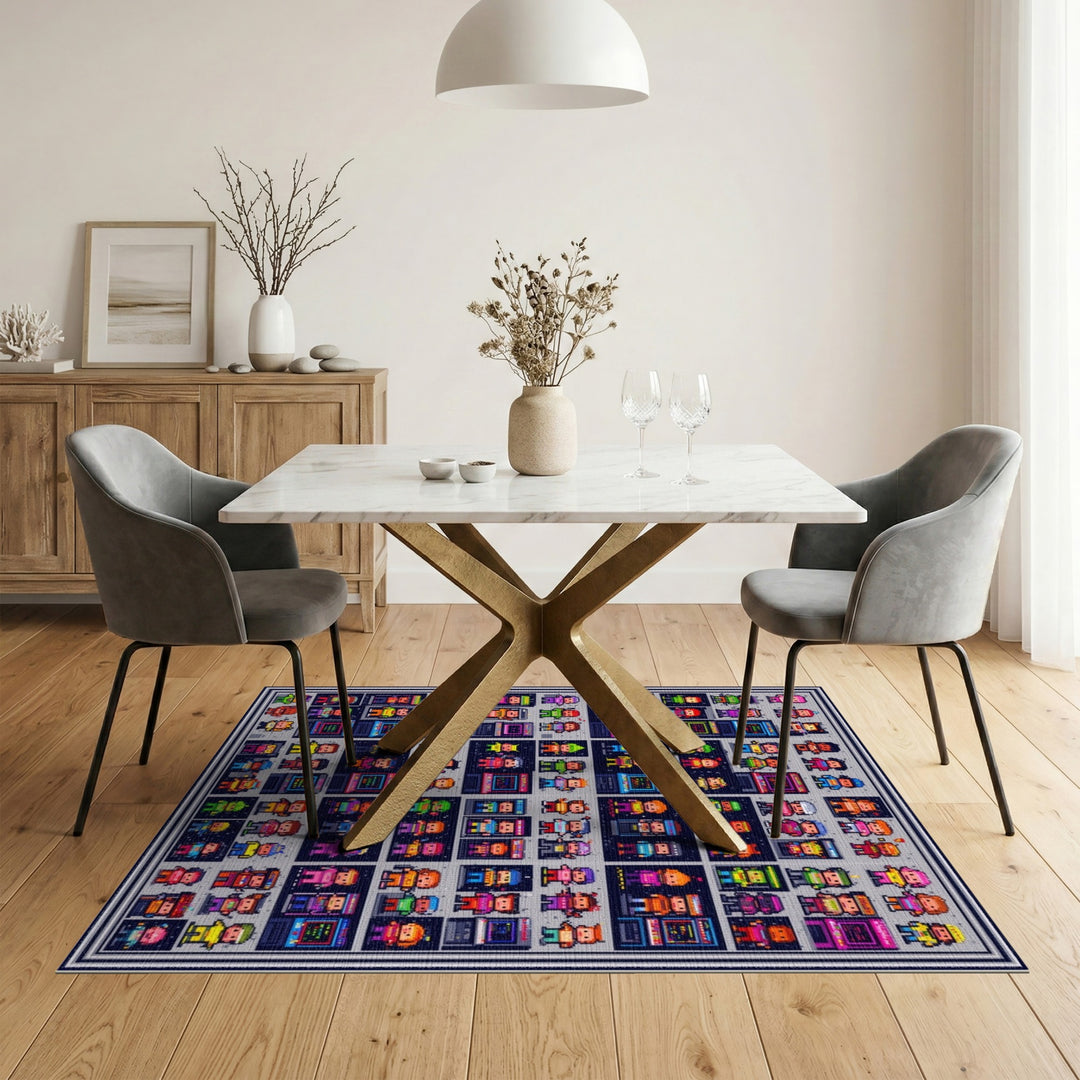 Retro Pixel Arcade Multi-Color Kids Rug