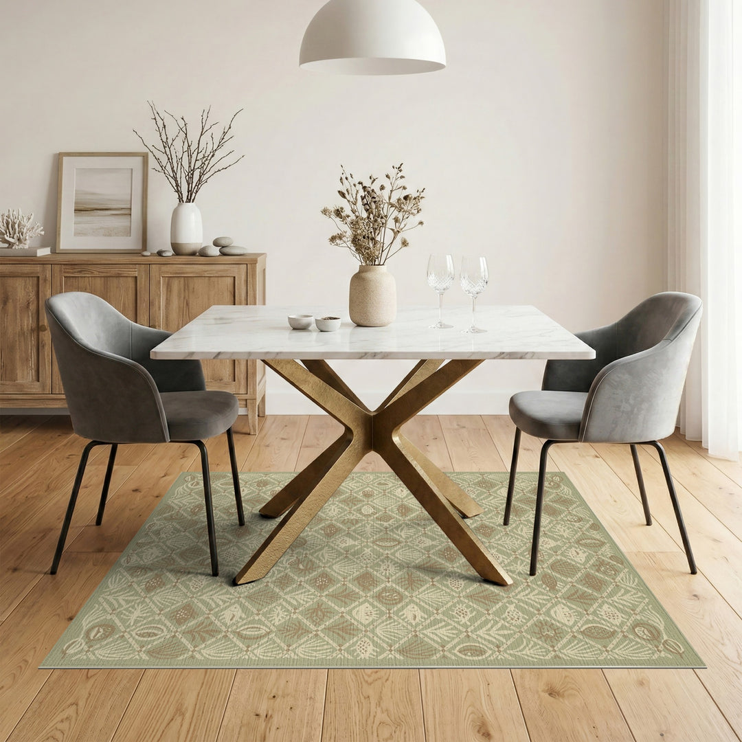 Green Coastal Fish and Pineapple Area Rug