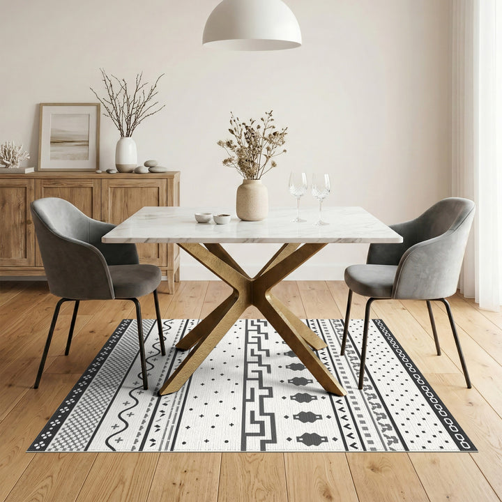 Black White Geometric Area Rug
