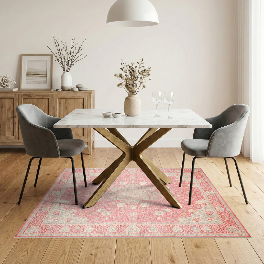Pink Floral Vintage Area Rug