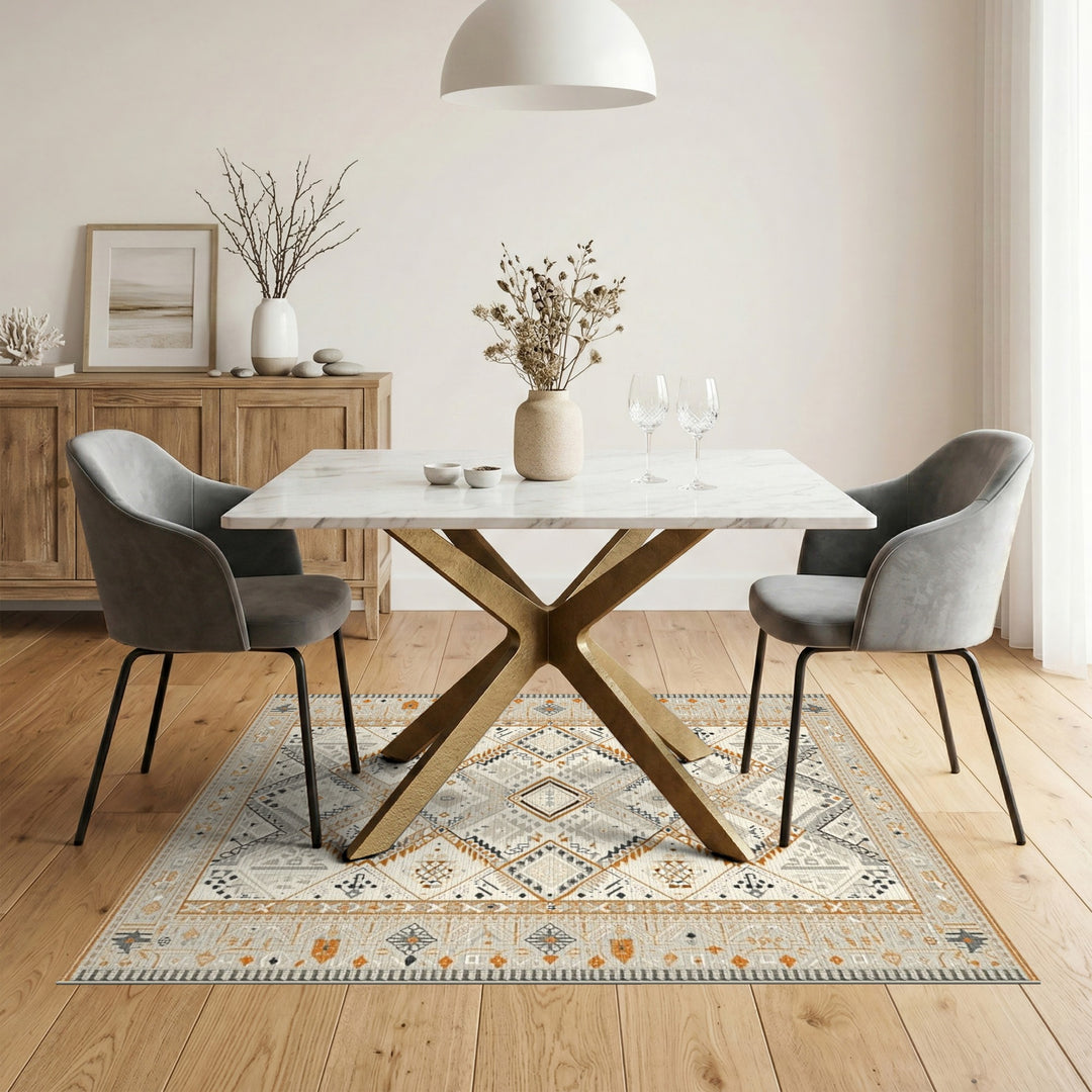 Geometric Beige Geometric Tribal Area Rug