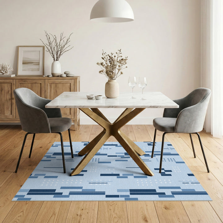 Blue Geometric Modern Area Rug