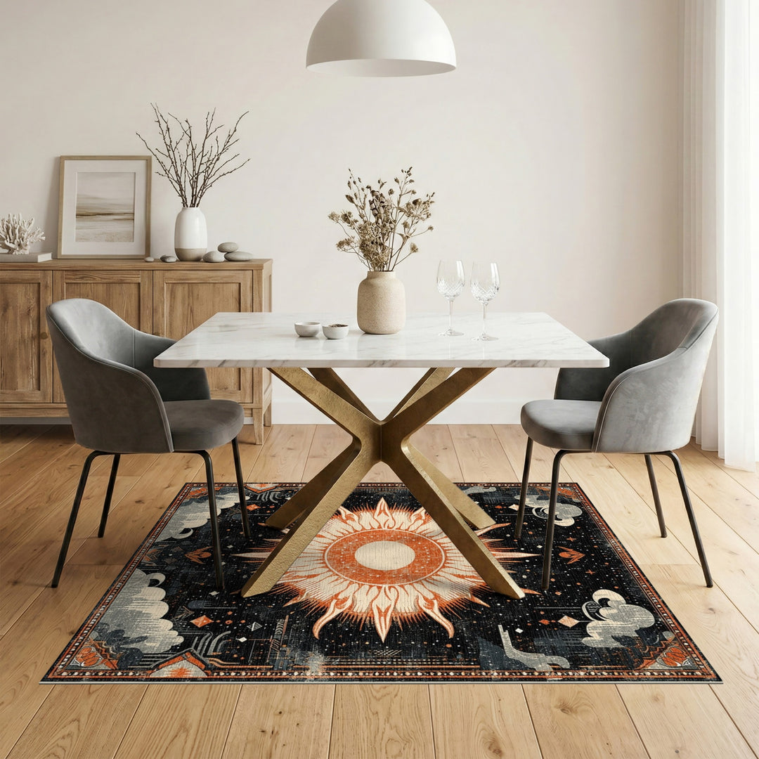 Orange Celestial Sun Area Rug
