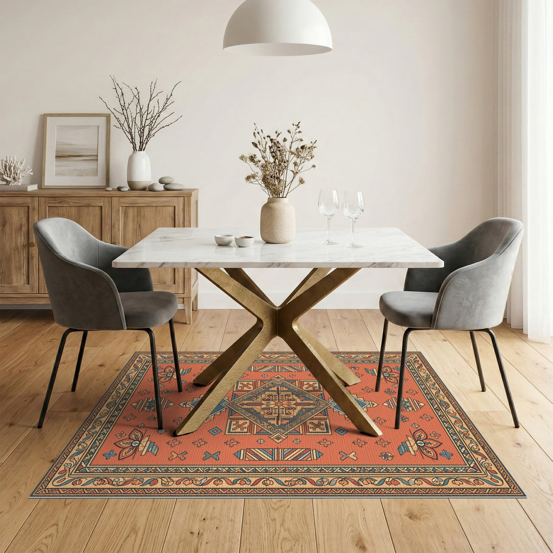 Southwestern Orange Southwestern Geometric Medallion Rug