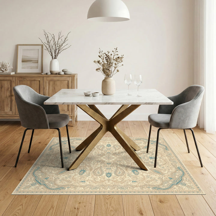 Blue Teal Persian Paisley Area Rug