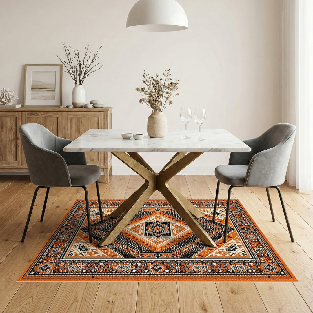 Orange Southwestern Diamond Southwestern Area Rug